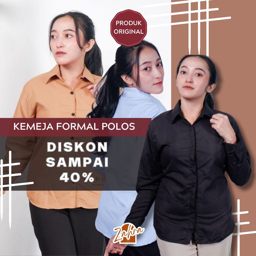 ZAHRA SUPPLY Paling Murah KEMEJA FORMAL LENGAN PANJANG WANITA BLOUSE BLUS PUTIH MURAH KUALITAS BAGUS