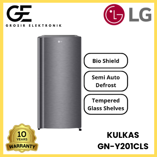 LG Kulkas 1 Pintu GN-Y201CLSR Semi Auto Deforst 169L / 164L Garansi Resmi / GN Y201CLSR