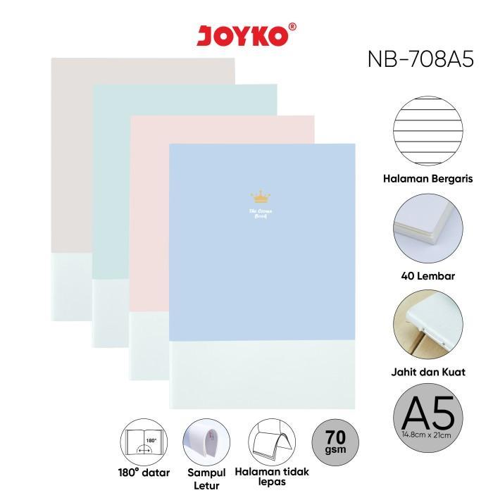 

Buku Tulis Catatan Bergaris Notebook Ukuran A5 Joyko NB-708 CROWN BOOK Original (1 PCS) / Ruled Note Book Tebal 70 Gsm NB 708 Per Pcs