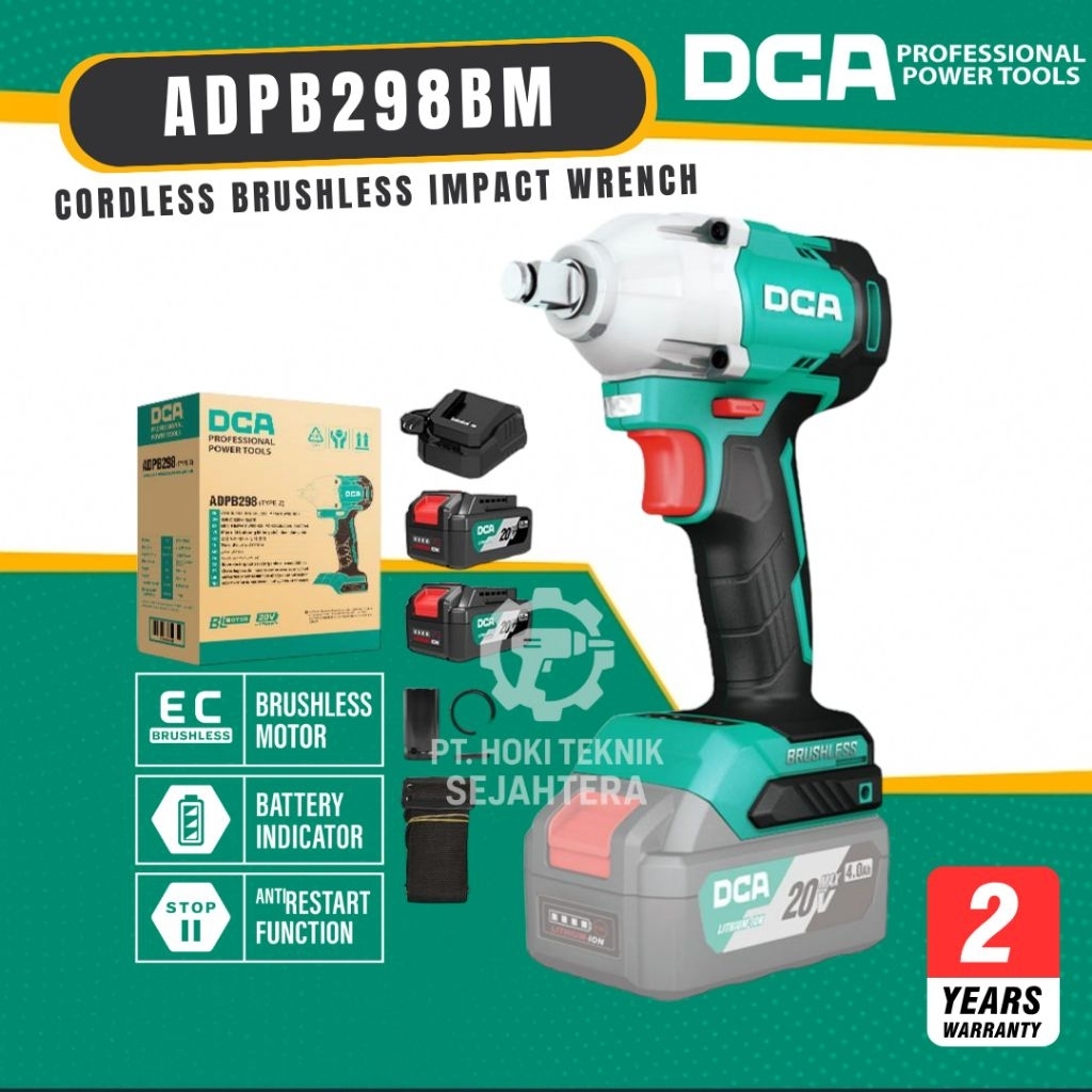 DCA ADPB298BM CORDLESS IMPACT WRENCH MESIN PEMBUKA BAUT 20V BRUSHLESS