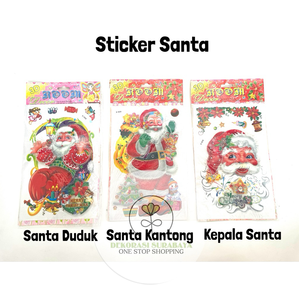 Dekorasi Natal Hiasan Natal Stiker Santa