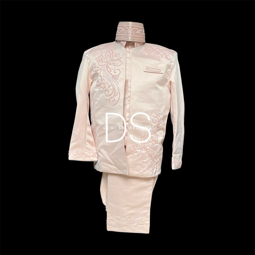 Basofi pengantin krem/Baju pengantin pria sunda krem