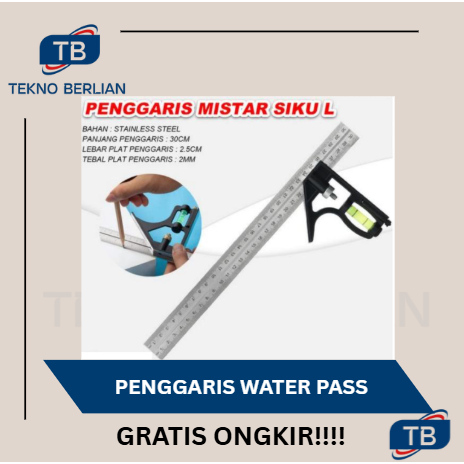 

Penggaris Mistar Stainless Siku L Tukang 30 Cm + Waterpass 30Cm