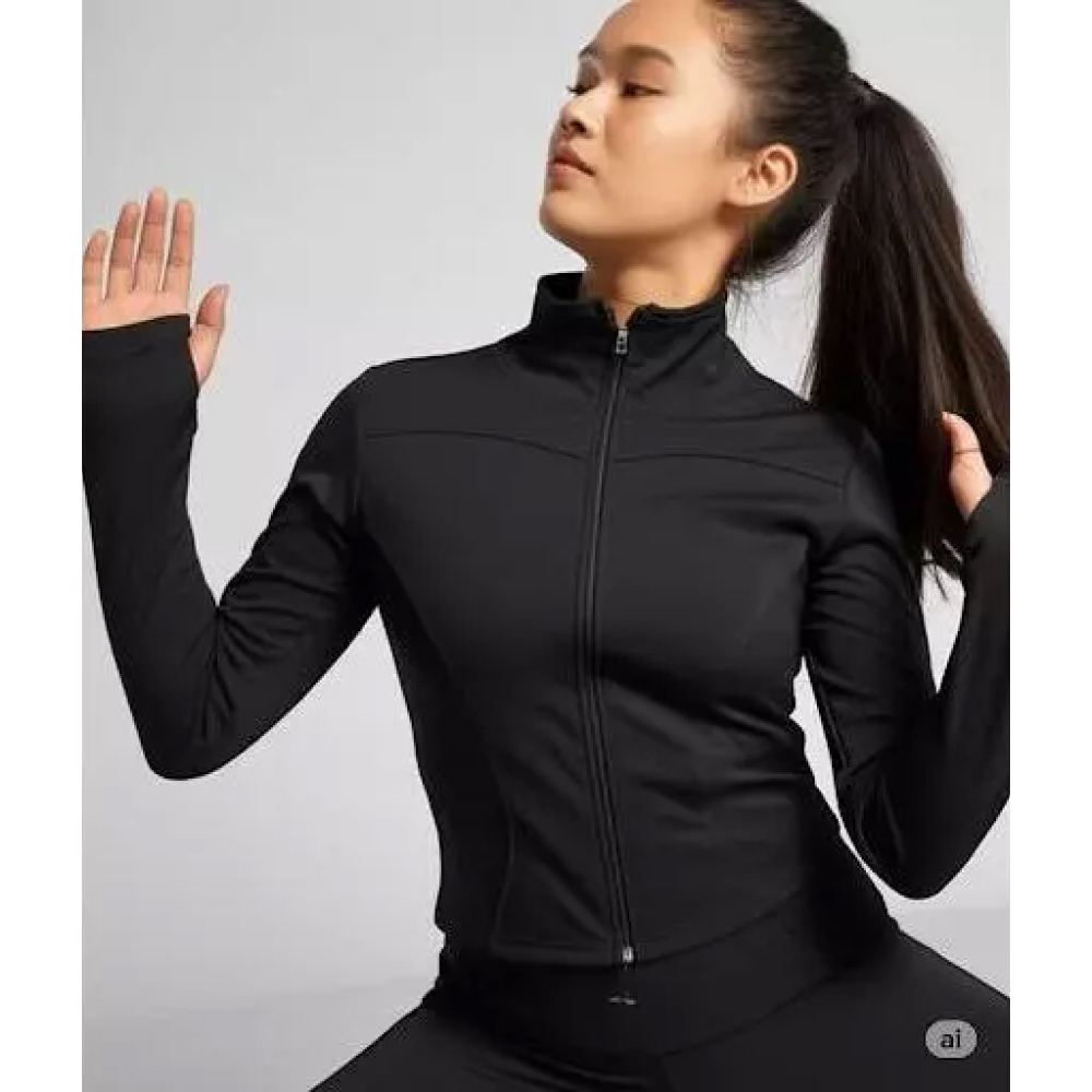 Jaket Lari Wanita Baju Gym Lari Outdoor Anti UV+ Lengan Panjang Fit Body Yoga