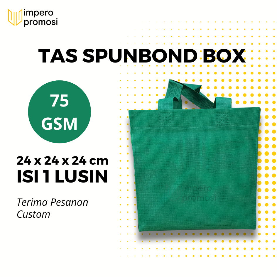 

Impero - GOODIE BAG SPUNBOND BOX 24x24x24/ Harga Satuan / Kantong Belanja Murah Hijau Tua