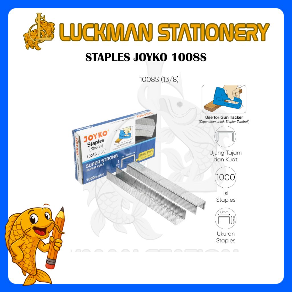 (1 BOX KECIL) STAPLES GUN TACKER JOYKO 13/8 1008S / ISI STAPLER TEMBAK ISI 1000PCS