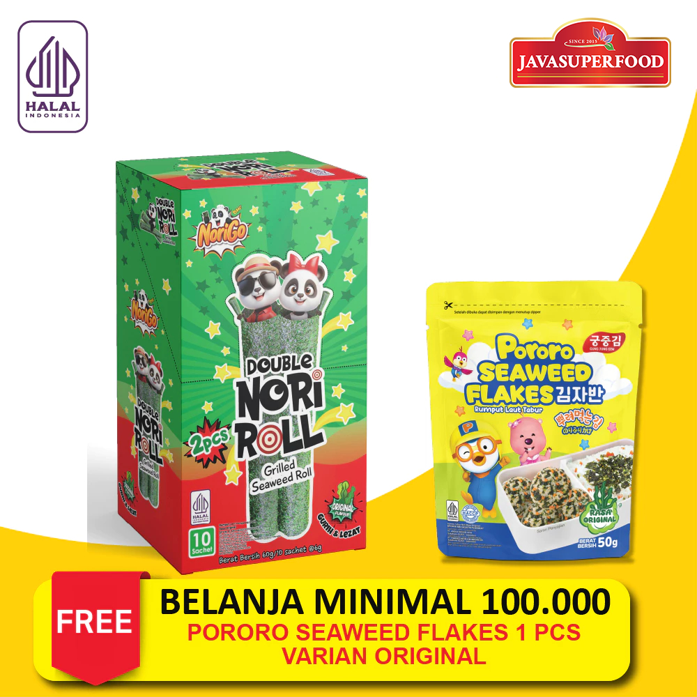 

Snack Double Nori Roll Grilled Seaweed Roll 1 Box isi 10Pcs / Snack Rumput Laut 6g