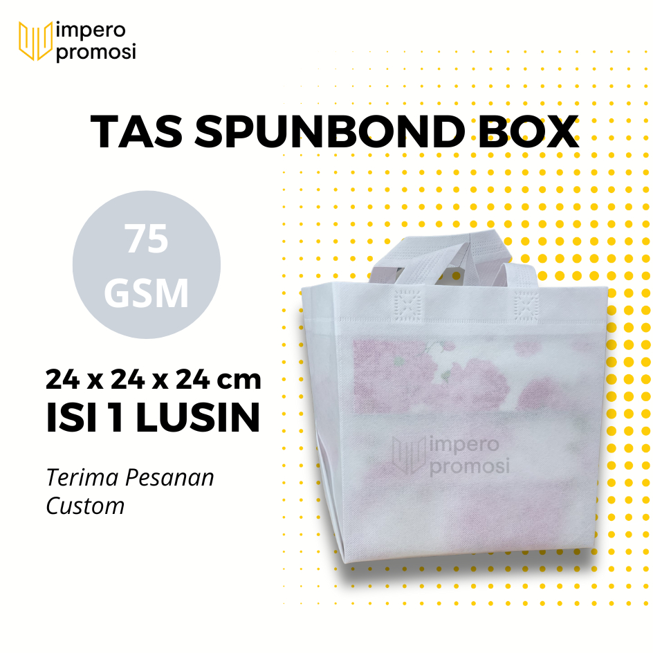 

Impero - GOODIE BAG SPUNBOND BOX 24x24x24/ Harga Lusinan / Kantong Belanja Murah Warna Putih