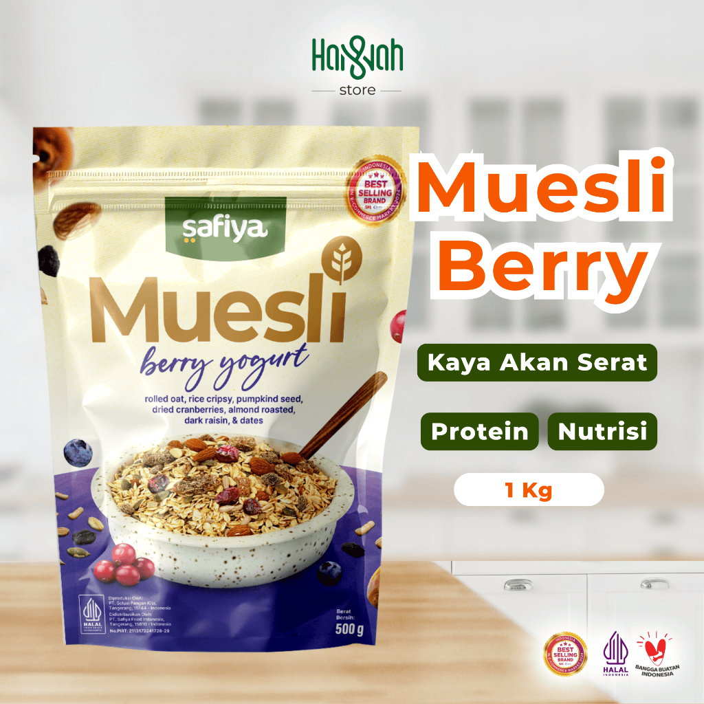 

Muesli Berry Yogurt Safiya 1 Kg Sereal Oatmeal With Almond Premium