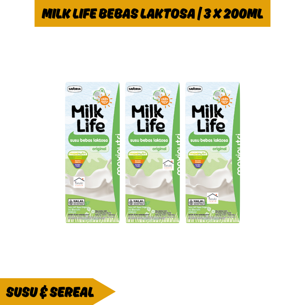 

3PCS Milk Life UHT Susu Segar Bebas Laktosa