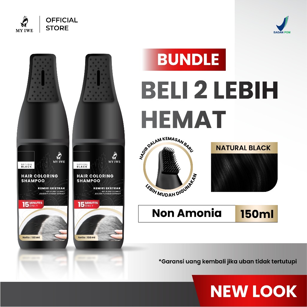 [BELI 2 LEBIH HEMAT] NEW Myiwe Hair Coloring Shampoo Sisir Penghitam Rambut Uban - Black 2 pcs