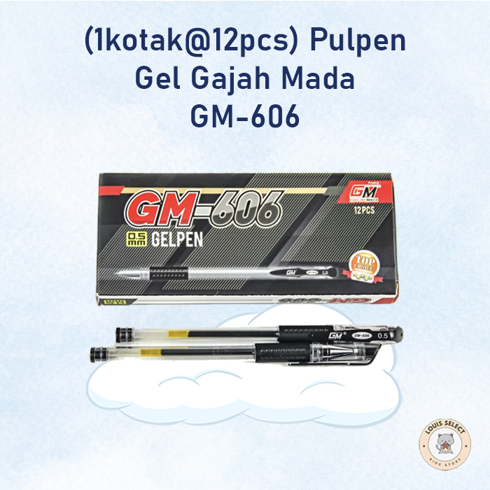 

(1box @12Pcs)Pulpen Gel Gajah Mada Hitam (GM-606) | Gel Pen Gajah Mada High Quality (0,5mm) Top Quality - Stationery