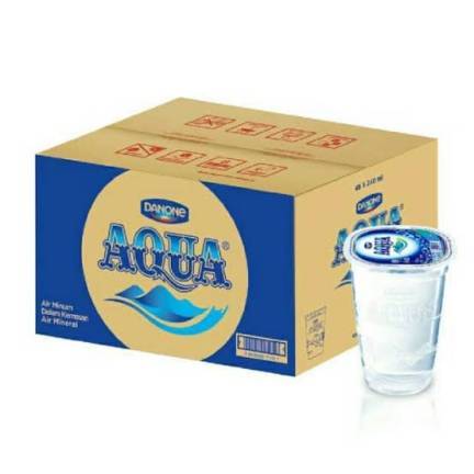 Aqua gelas 220ml 1 kardus (isi 48 cup) - air mineral cup merek Aqua