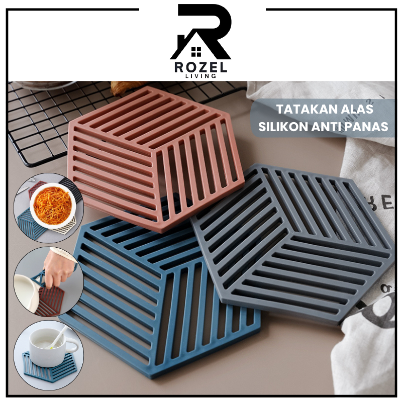 ROZEL Tatakan Alas Gelas Piring Panci Silikon Anti Panas Meja Makan / Alas Tatakan Mangkok Karet Uni