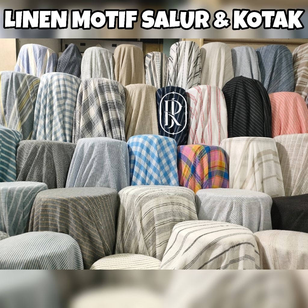#NEW Bahan linen premium garment motif salur - Kain katun serat linen - cotton linen garis stripe - 