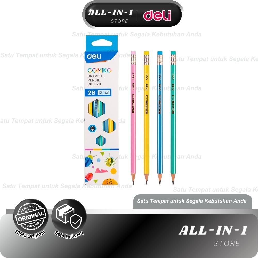 

Deli Pencil / Pensil 2B Hexagonal 12pcs, Lapisan Luar Warna Pastel, Bahan Ramah Lingkungan EC011-2B