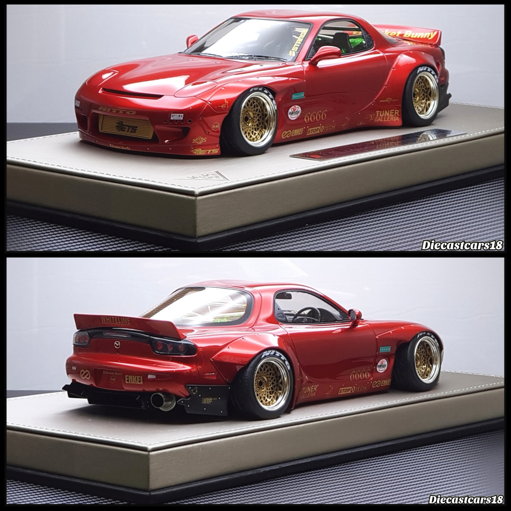 1/18 Makeup Model Mazda RX-7 Rocket Bunny Candy Red Metallic