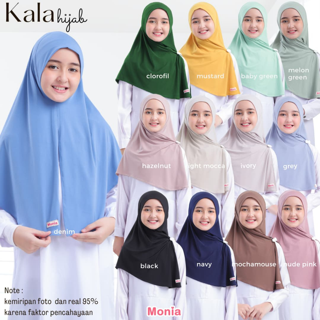 Monia - Kala hijab Jilbab anak instant tanpa ped free bros cantik | Kerudung anak putih