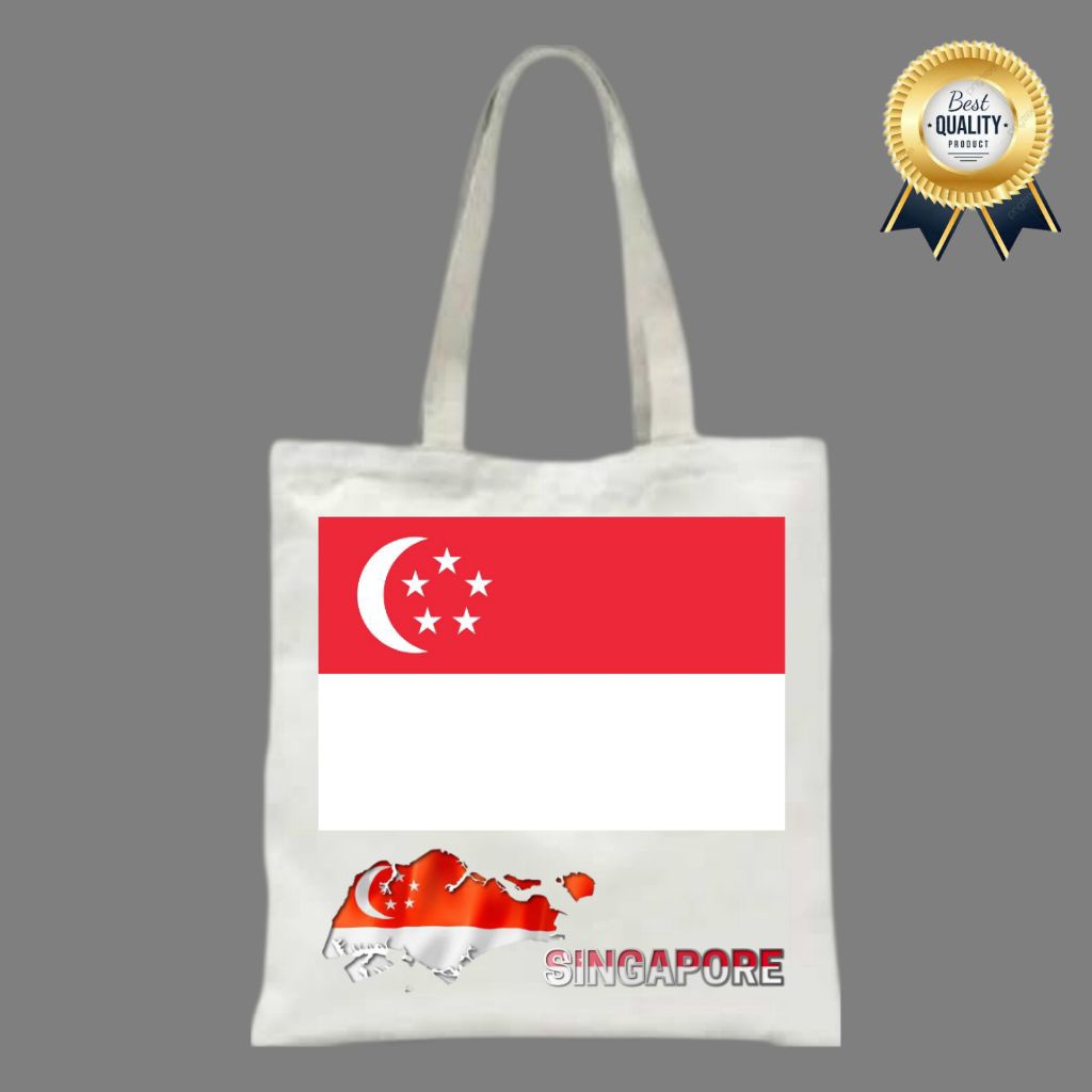 TAS KANVAS SINGAPORE TOTE BAG NEGARA SINGAPORE