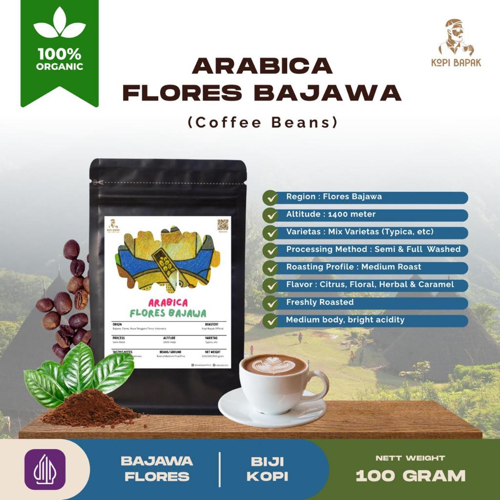 

Biji Kopi Arabica Premium 100g | Kopi Flores Bajawa | Kopi Bapak