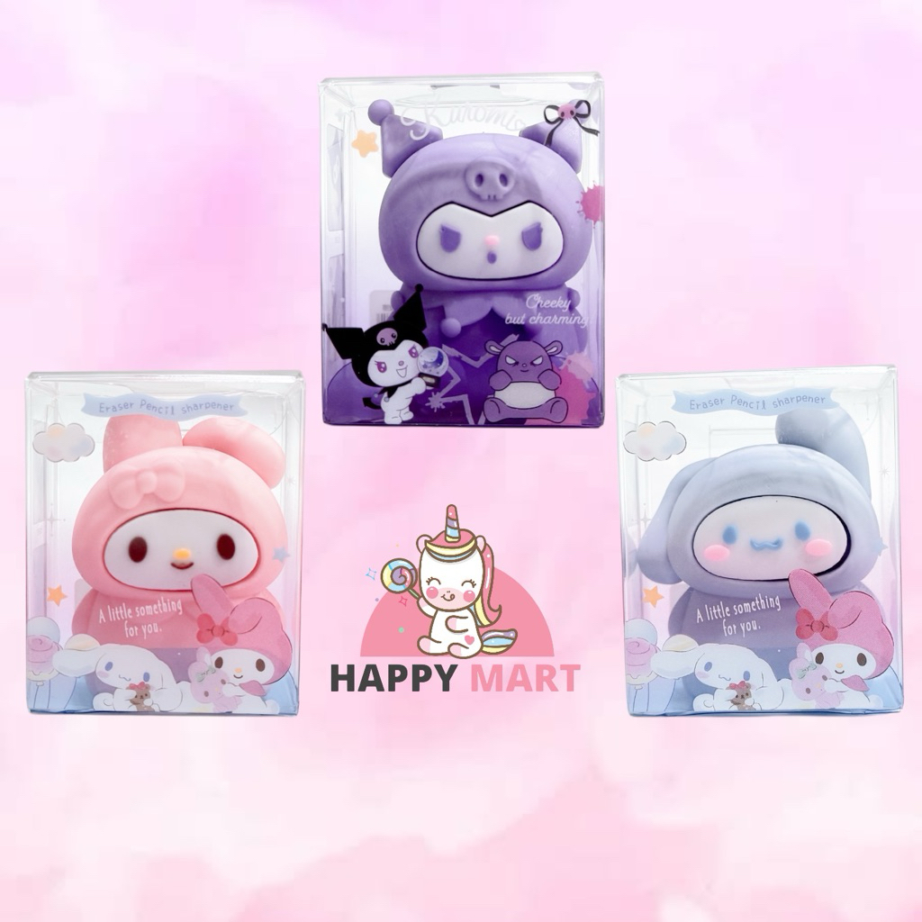 

Serutan Pensil Karakter Imut 2-in-1 (Sharpener + Penghapus) kuromi / melody / cinnamoroll
