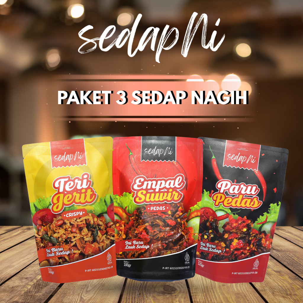 

SedapNi - Paket 3 Sedap Nagih (Teri Jerit+Empal Suwir+Paru Pedas)