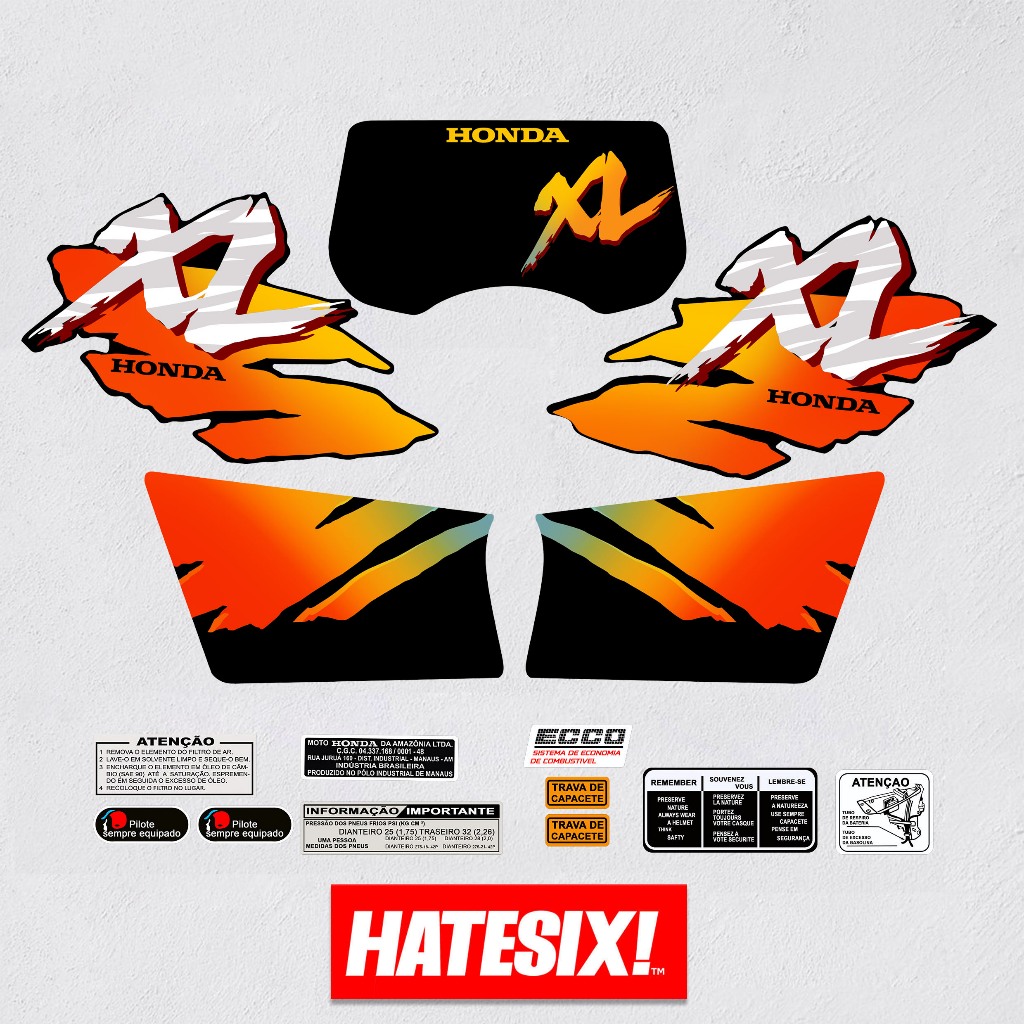 Stiker Decal Honda XL185 XL 185 Orange Custom II Hatesix