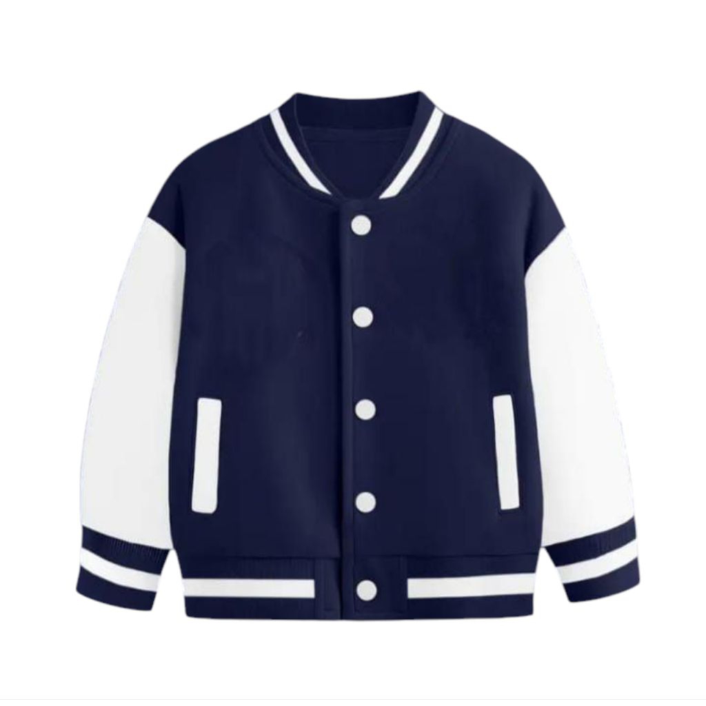 AMMERA | Jacket Baseball Varsity Anak Polos Unisex Premium Usia 2-13 Tahun | Warna Navy
