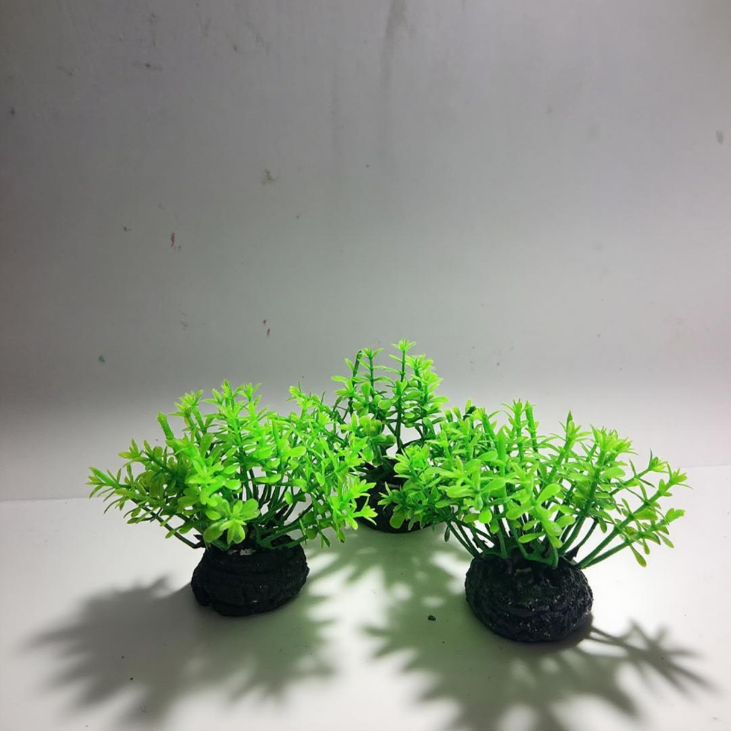 Hiasan Akuarium Dekorasi Aquarium Tanaman Daun Plastik Mini