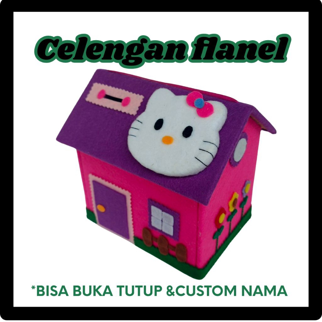 Bisa Custom Nama Anak Dan Buka Tutup Celengan Hellokitty Terbuat Dari Kain Flanel  Bagus Untuk Kado 