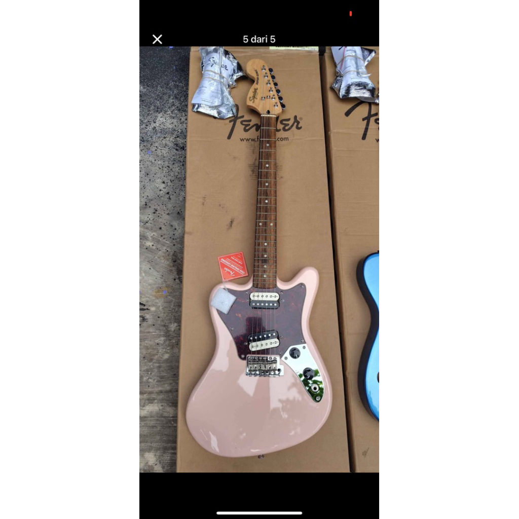 squier supersonic shell pink electric guitar