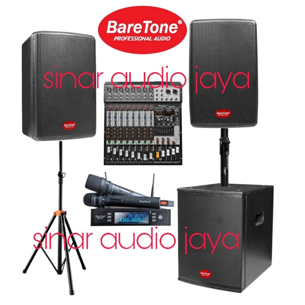 Paket Karaoke Sound System Speaker Baretone 10 Inch MAX10HD Subwoofer Baretone 12 Inch PM 212