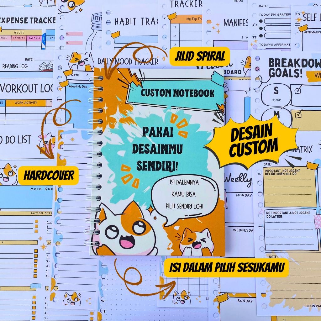 

Custom Notebook Journal Ring Spiral A5/B5 Fullcolor Hardcover Leon Paperworks, Isi Dalam Bebas Pilih!