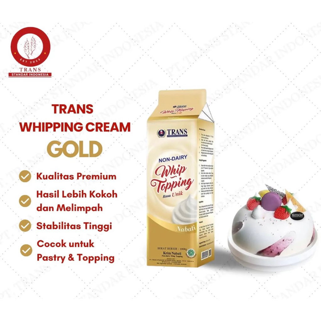 

TRANS / KFI Whip Topping / Whipping Cream Nabati GOLD 1kg