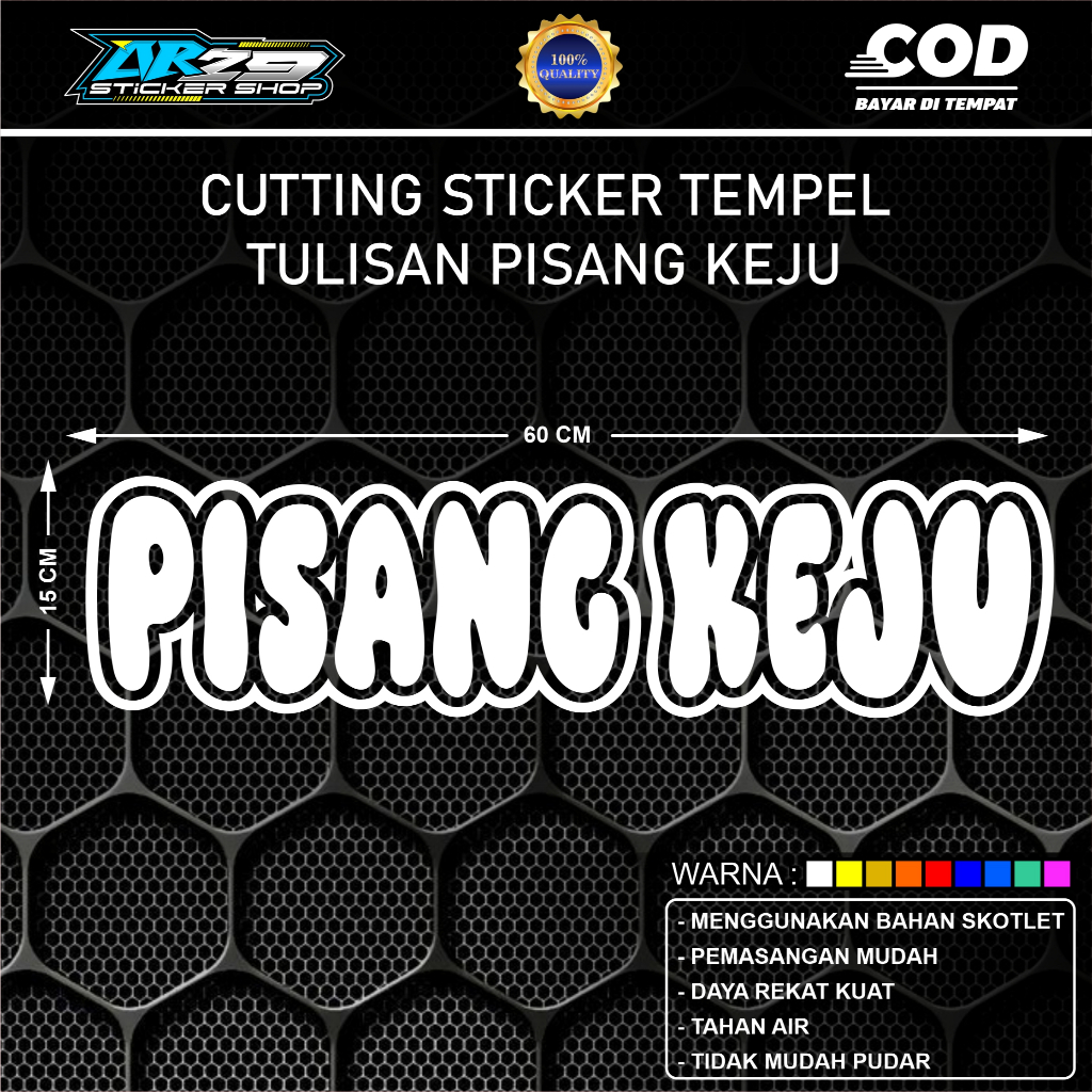 

Stiker Cutting Tulisan Pisang Keju Ukuran 60 CmX 15 Cm Bahan Skotlet, Cocok Untuk Grobak jualan