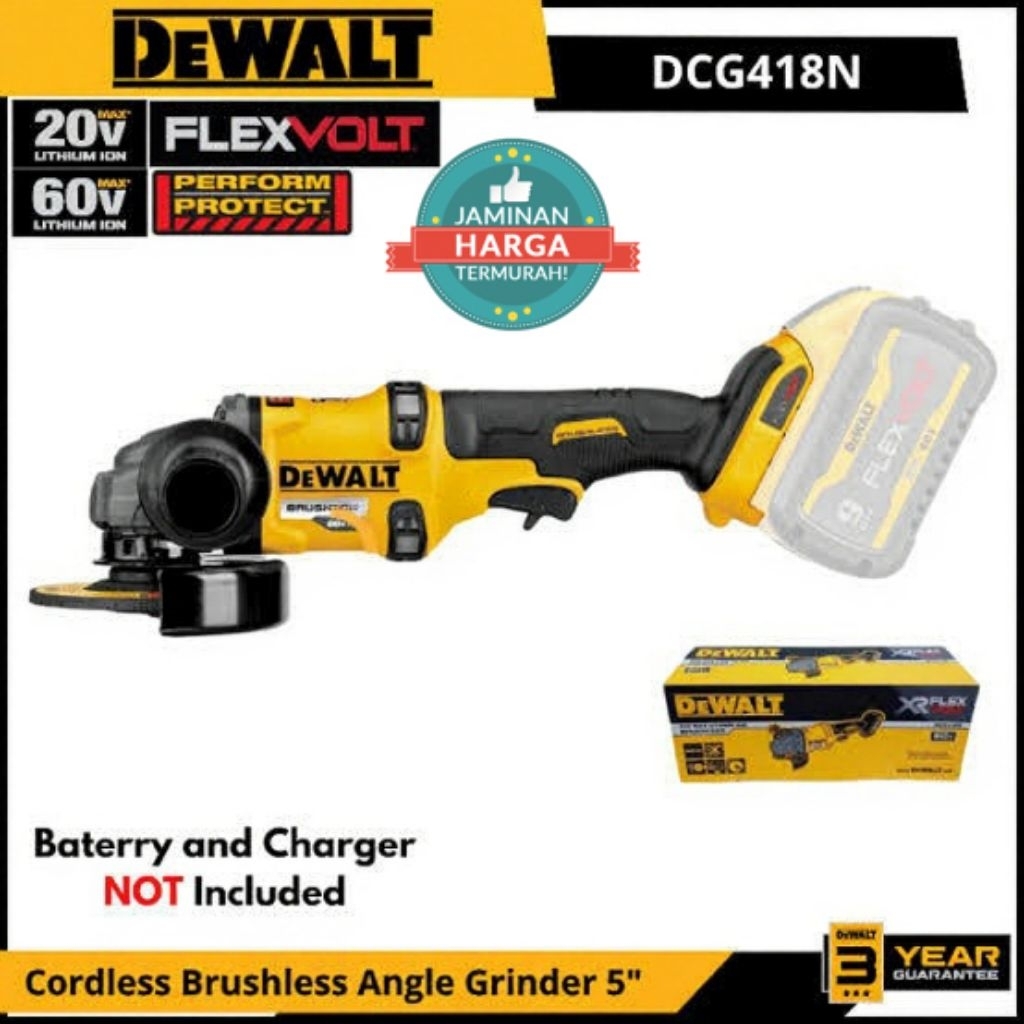 Dewalt DCG418N Gerinda Cordless Brushless Angle Grinder 5" unit only