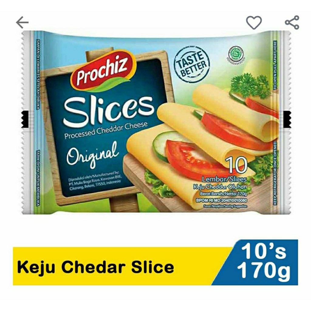 

PROCHIZ SLICES CHEDDAR ORIGINAL ISI 5 / isi 10