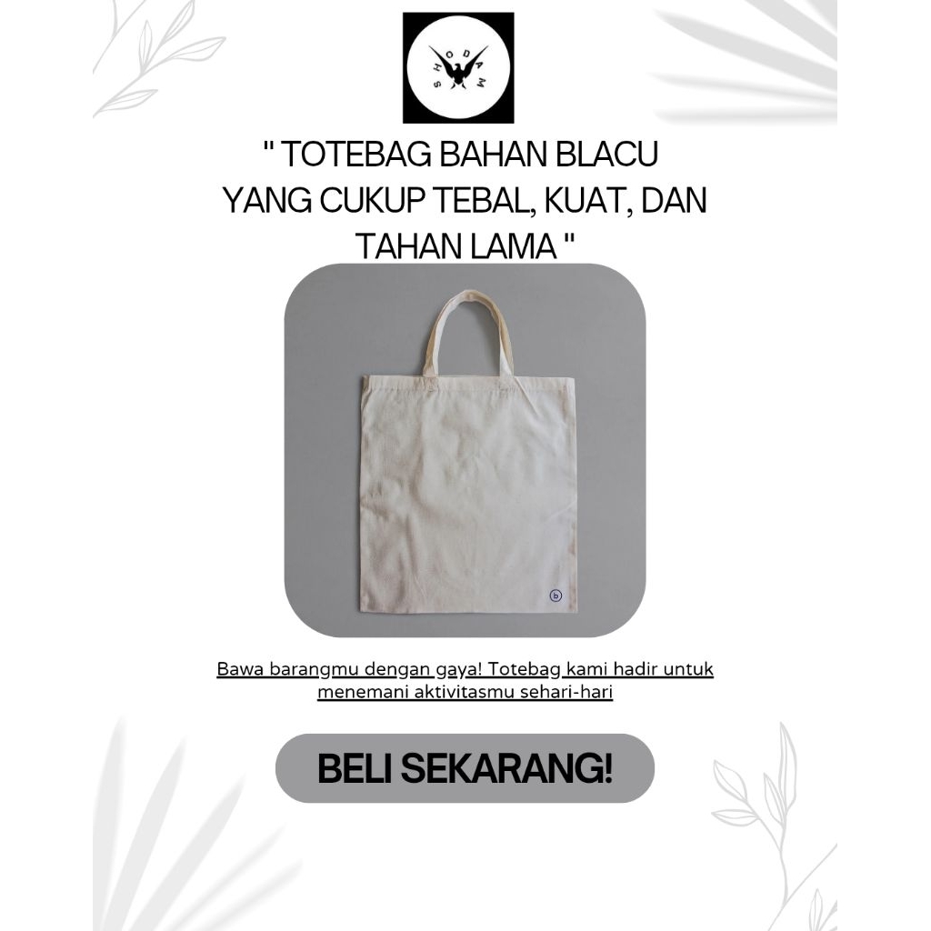 Tote Bag Putih Polos / ToteBag Putih Polos Premiu / Totebag Putih Polos Bahan Blacu Premium Dan Berb