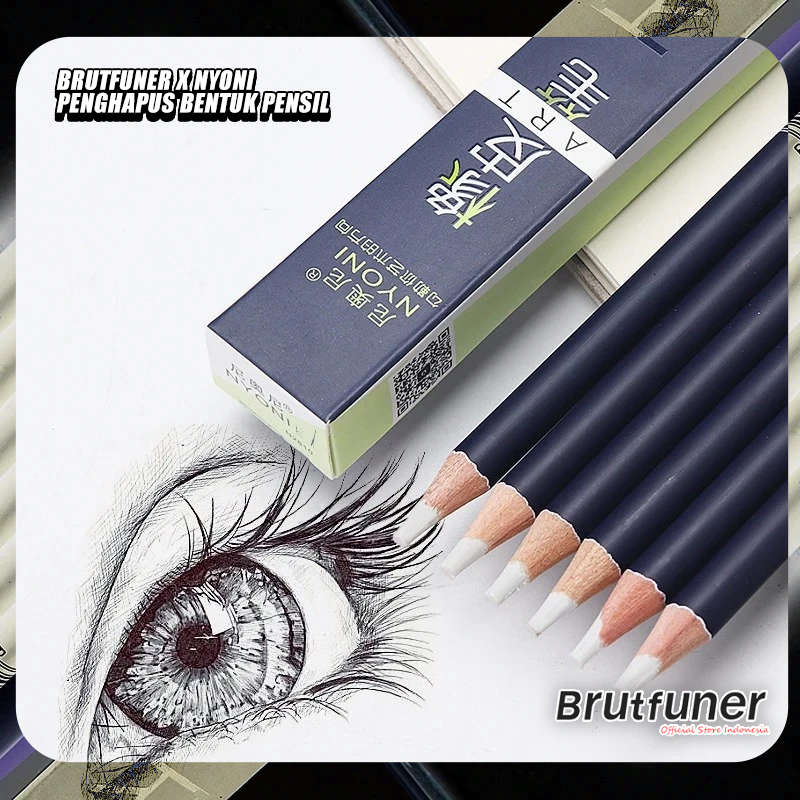 

NYONI Penghapus Seni for Art Student / Pencil Shaped Eraser isi 6Pcs + Sharperner