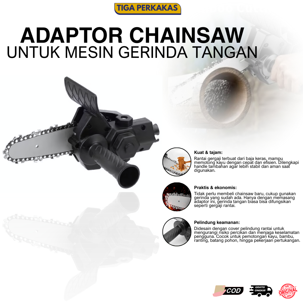 Adaptor Bor Jadi Mesin Gergaji 4inc / Adaptor Bor Chainsaw gergaji Potong Kayu 4inch