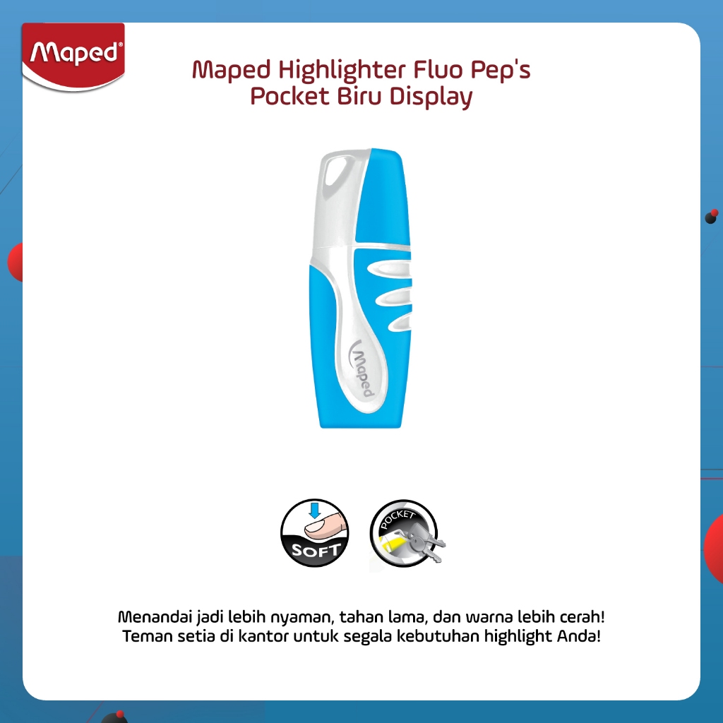

Maped Highlighter Fluo Pep's Pocket Biru - Display
