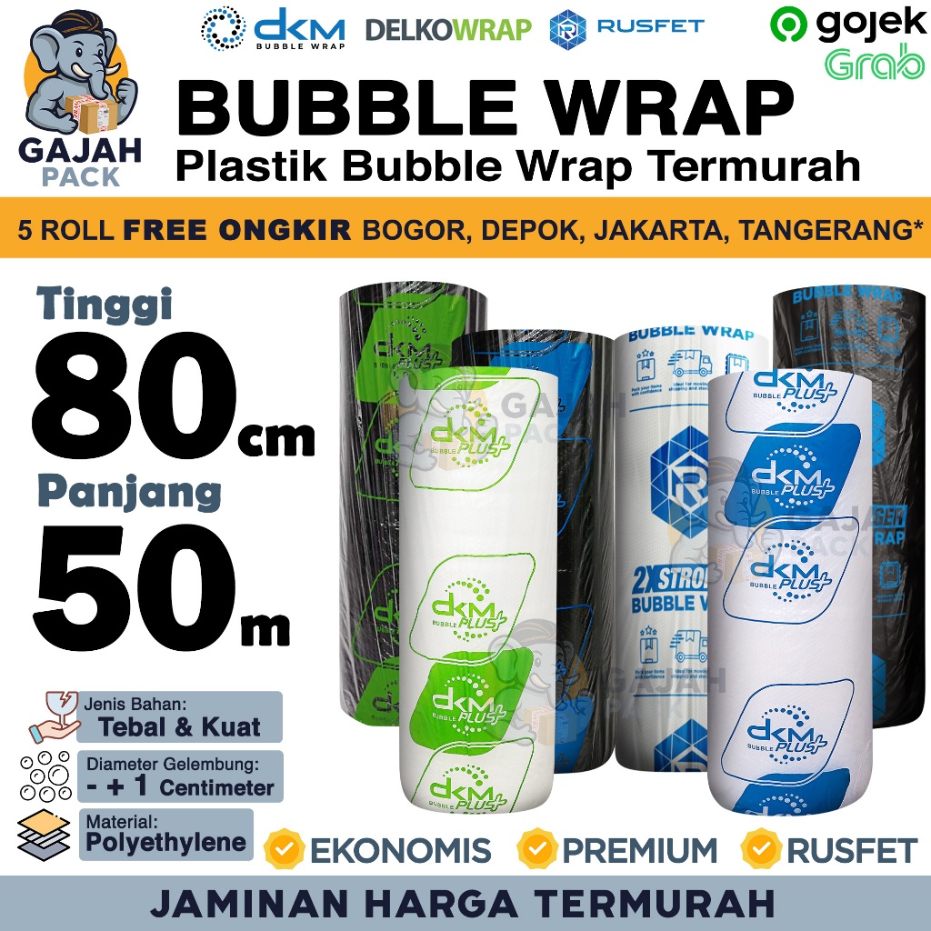 

Bubble Wrap 80CM X 50M Premium Ekonomis Tebal Pelindung Packing Barang Rusfet DKM PLUS Termurah