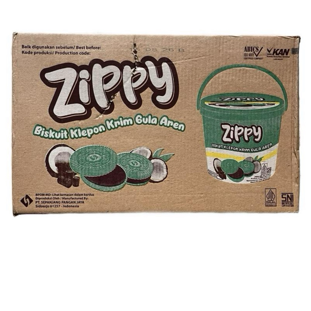 

Zippy klepon 1 karton kardus isi 6 timba biskuit krim gula aren snack camilan Cookies