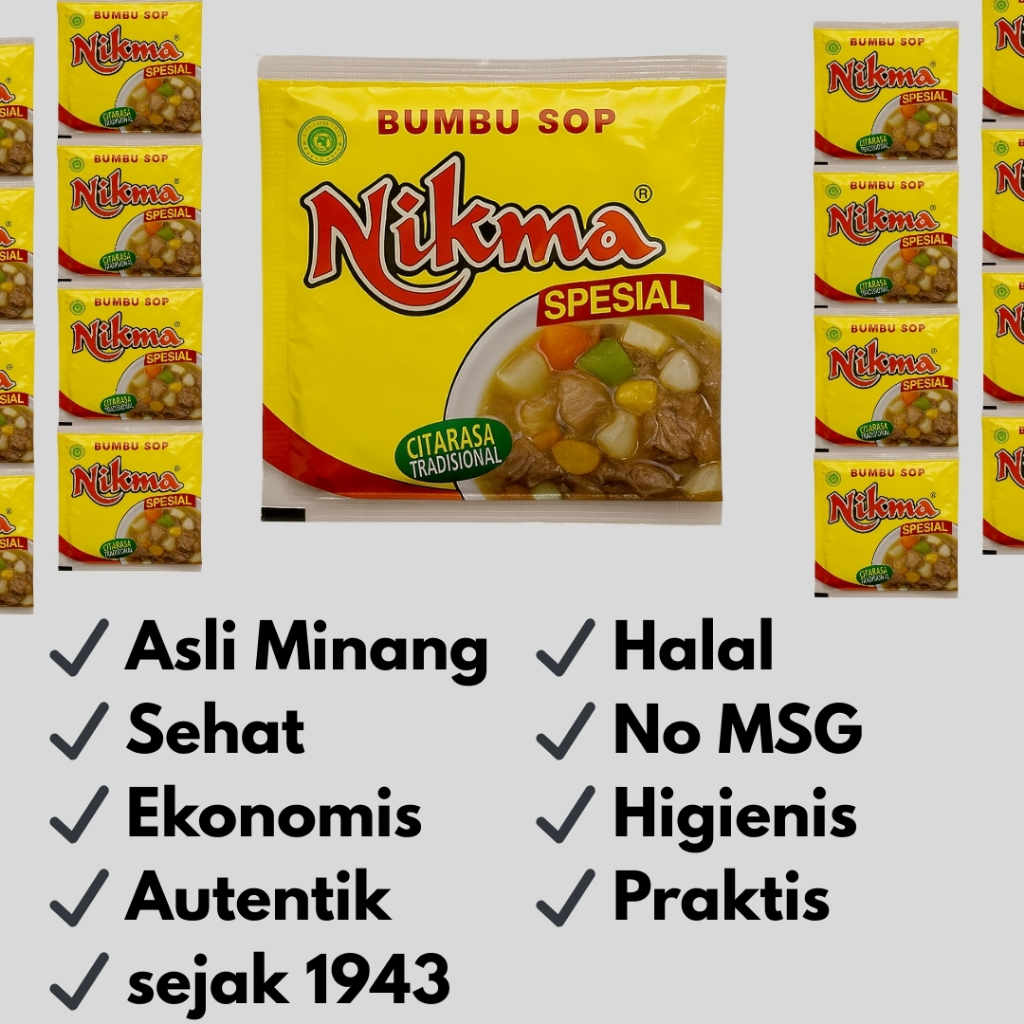 

NIKMA Bumbu Sop Instan 12 Sachet Padang Minang Halal Praktis Untuk Masakan