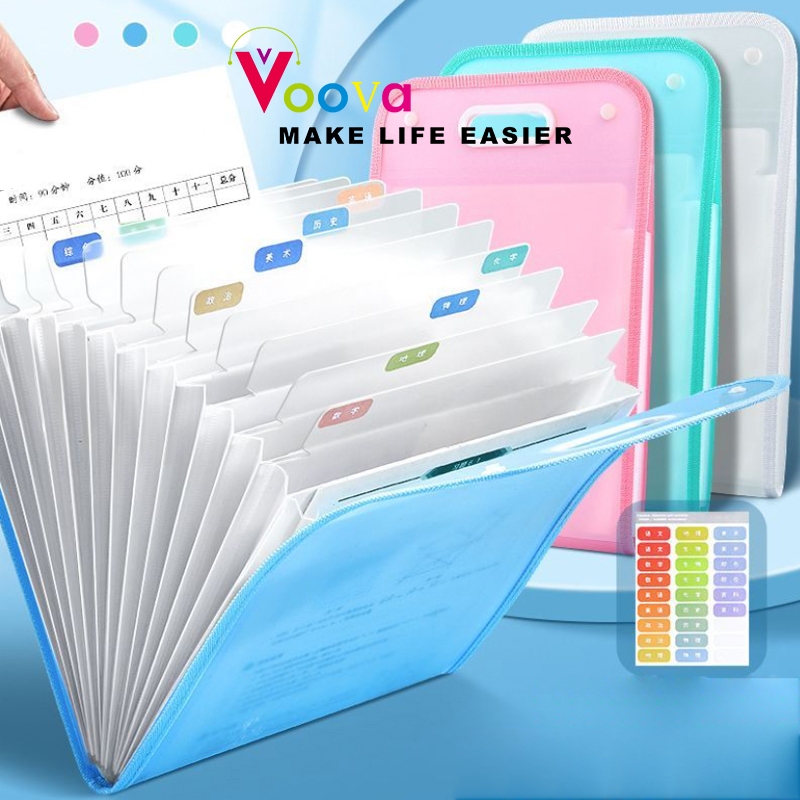 VOOVA Tas Dokumen/Tas File Handle Map File Clear Holder Anti Air Multi Layer Tas Dokumen A4 Folder M