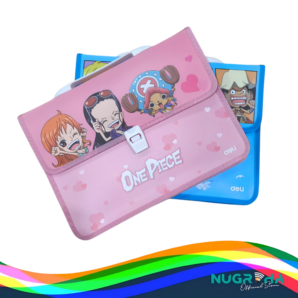 

Deli One Piece School Briefcase / Tas Dokumen A4 Lucu Kartun One Piece Dengan Sistem Auto Lock Multifungsi