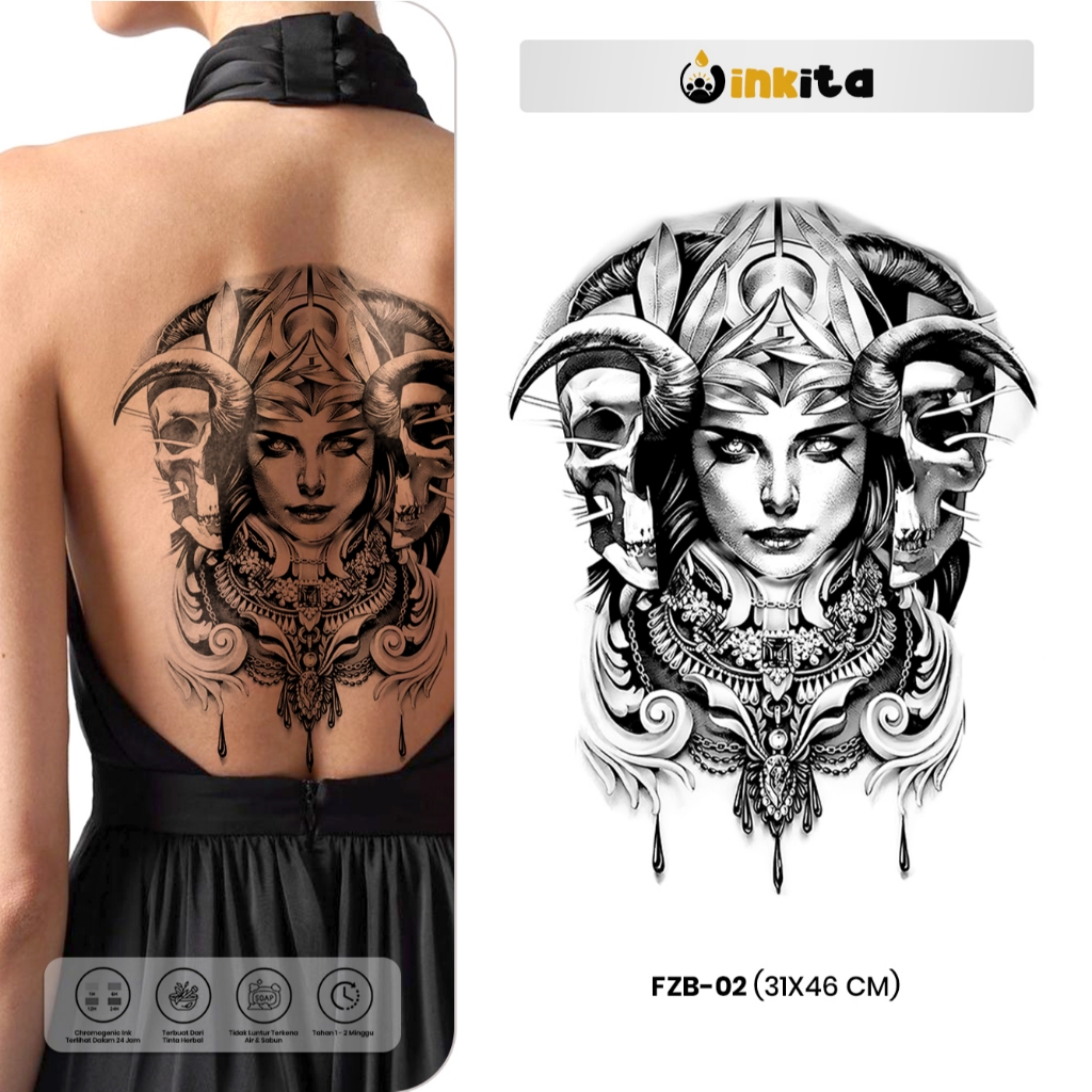 INKITA-Tato Temporer Tatto Full Punggung Semi Permanen Tattoo Fruit ink Full Back Tatoo Temporary