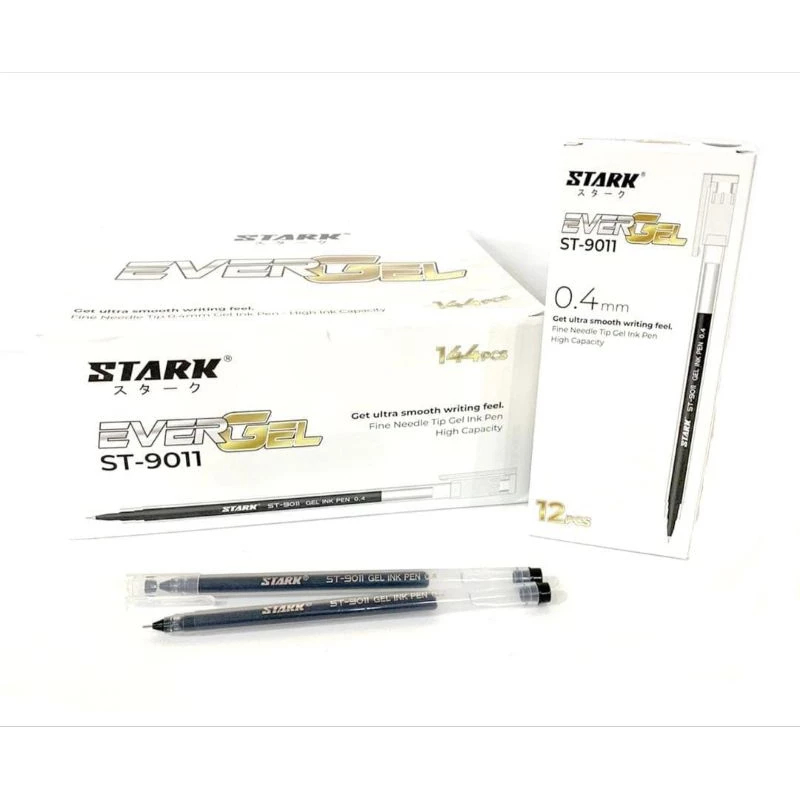 

VHP - Pulpen Gel Stark ST-9011 Ever Gel 12pcs Tinta Hitam 0.4mm
