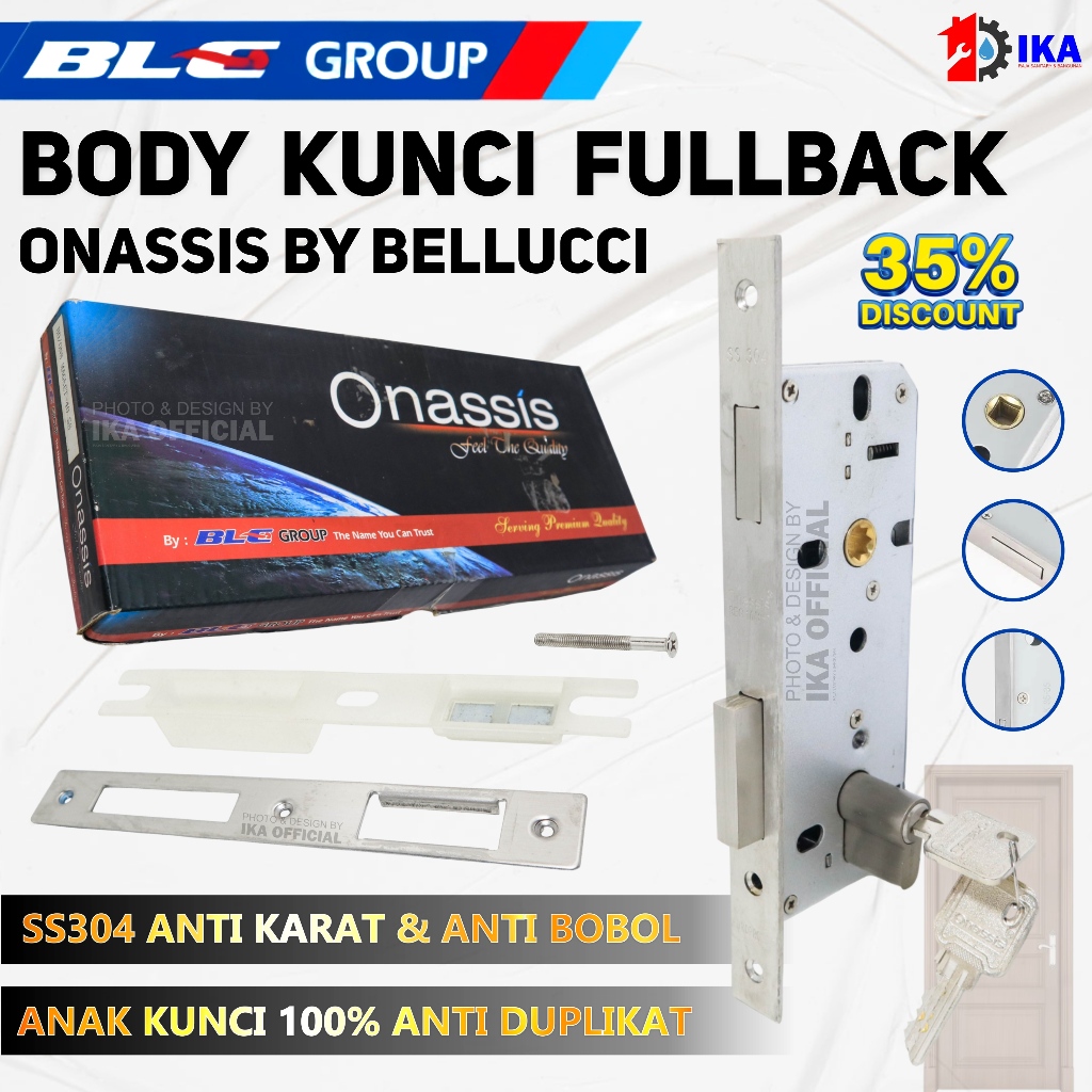 Bodi kunci STAINLESS STEEL rumah kunci ONASSIS by BELLUCCI / Body Kunci Lidah Onassis stainless -