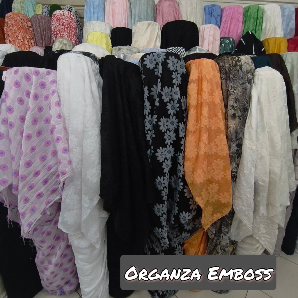 Kain Organza Emboss/Kain Organza Bordir [harga ½ meter]